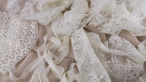 Decorative White Lace Fabric Close Up