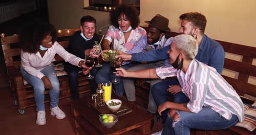 Young Friends Cheers Slow Motion Fun
