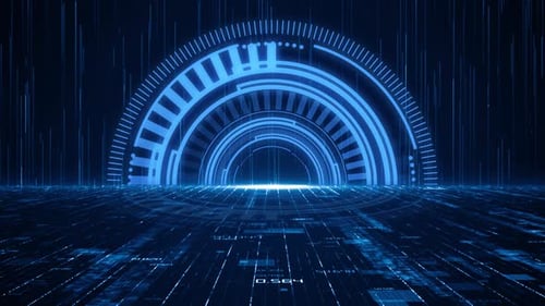 Futuristic Blue Abstract Data Technology Background Loop
