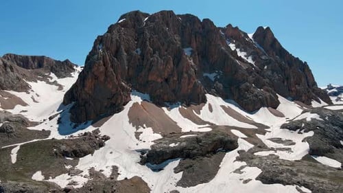 Aerial view snowy mountain
