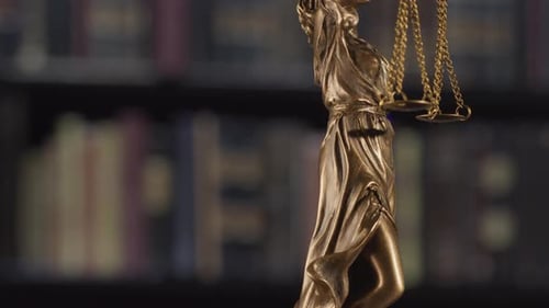 Legal Concept, Lady Justice Statue. on Red