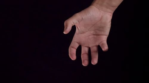 Young adult man gesturing anger fist hand body part studio background