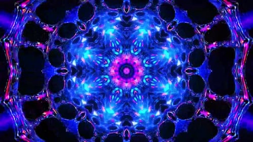 Faszinierende psychedelische Kaleidoskopbewegung mit lebendiger Neonenergie