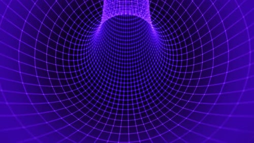 Cyber Neon tunnel. Futuristic interface pattern Grape. IndigoGlowing hi technology texture. Abstract