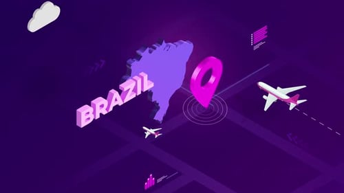 Isometric Brazil Map Location Travel Infographic
