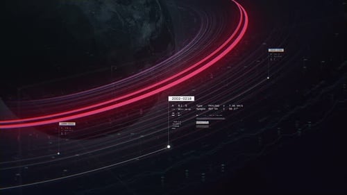 Abstract futuristic tech hud animation with ring data