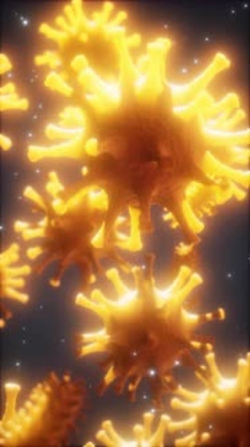 Glowing Microscopic Virus Cells Flowing Seamlessly