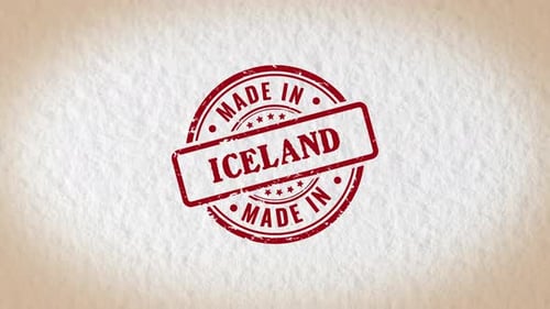 Made In Iceland Stamp Style Word