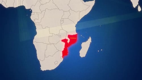 Modern Map Animation Highlighting Mozambique in Africa