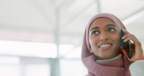 Smiling Woman Talking on the Phone