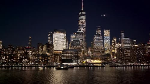 Night Skyline of New York Skyline At Manhattan In New York United States.