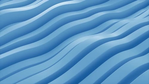 Abstract blue wavy lines animated background. 3d loop animation 4k
