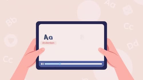 Concepto animado de aprendizaje de alemán en línea
