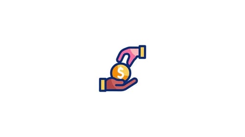 Animated Hand Giving Coin in Flat Design Style