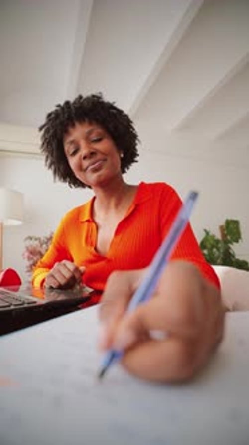 Young Woman Studying and Working at Home