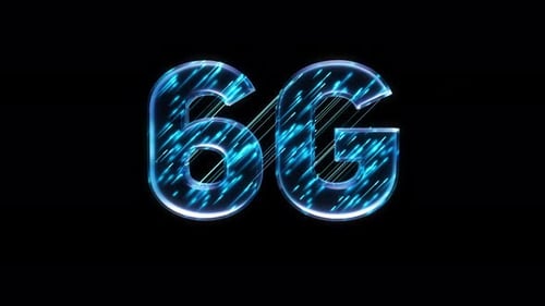 Blue Data Streams Fly Through Glass 6G High Speed Mobile Internet Communication Network 3d Render