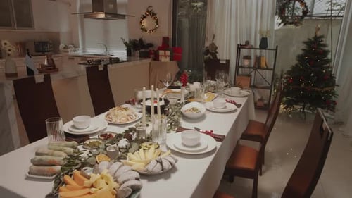Holiday Dining Table Set for Christmas Dinner