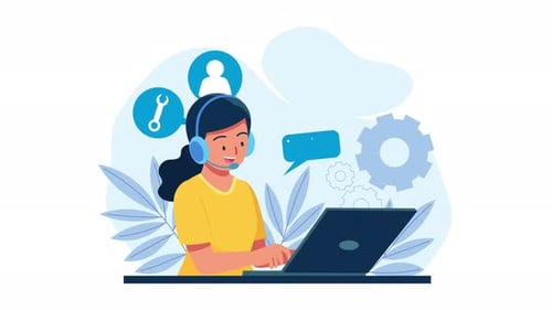 call center, customer service person helping customer service 4k animation
