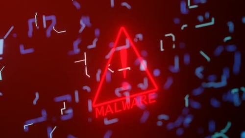 l'icône du malware clignote en rouge.
