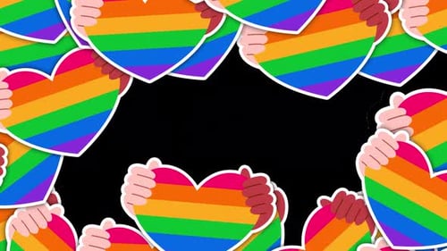 Animated Pride Rainbow Heart Hands Frame Transition
