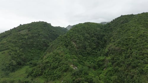 Aerial View of Morning Fog in the Mountains in Gorontalo Province, Indonesia