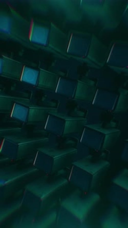 Abstract Extruding Cube Grid Digital Tunnel Glitch Loop