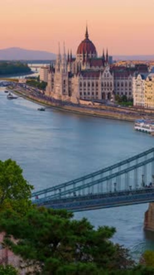 Vertical View Of Budapest City Skyline, Hungary