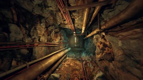 Dark Underground Mine Shaft Exploration with Pipes