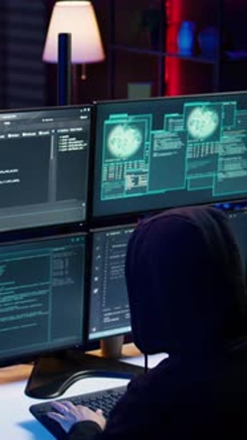 Vertical Video Hacker Building Script Able to Trick Firewalls Close Up