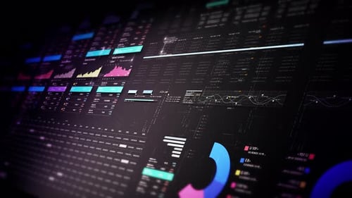 Futuristic Digital Financial Dashboard with Data Charts