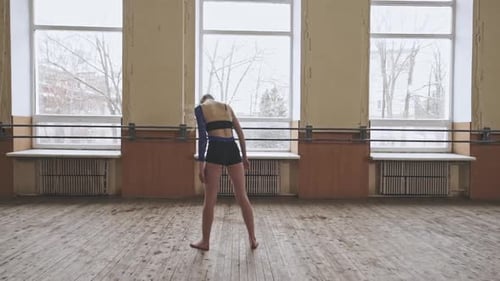 Blonde Woman Dancer Performing in Dance Studio