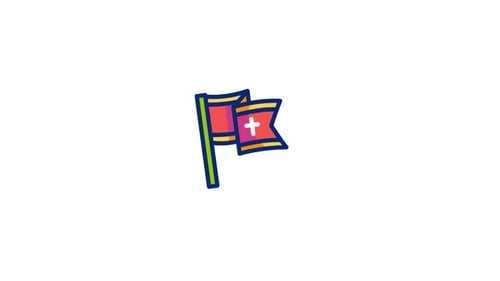 Animated Waving Flag Icon with White Cross Symbol