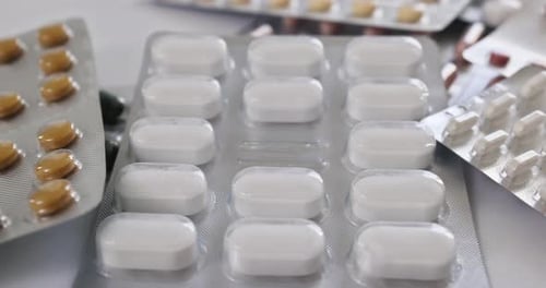 Various Medicines in Blister Packs Close Up