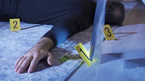 Crime Scene Investigation, Man on Floor, Blue Light