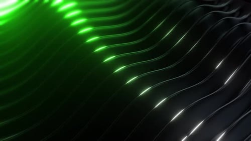 Animated Green Glowing Wavy Lines Loop Background