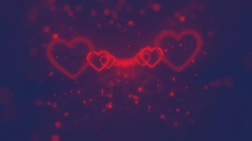 Glowing Red Hearts Abstract Romantic Background Animation