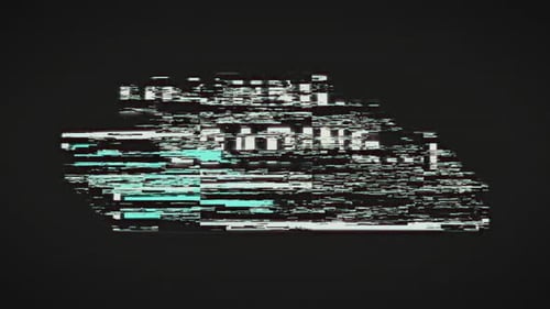 Animation of flickering loading and complete text and bar on black background