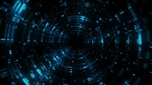 Futuristic Blue Digital Data Tunnel Loop Background
