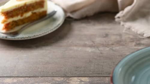 Delicious Slices of Carrot Cake on Plates