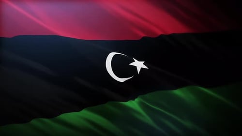 Realistic Waving Flag with Crescent Moon and Star