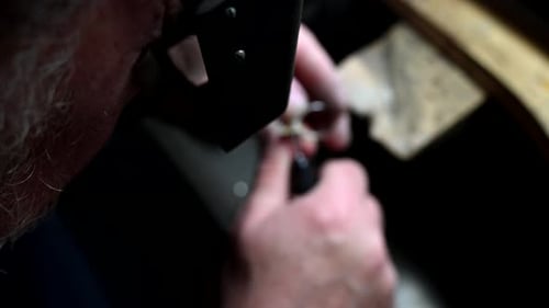 Gold Wedding Ring Craft By Goldsmith Isolated Macro Video Craft Jewelry Making with Professional