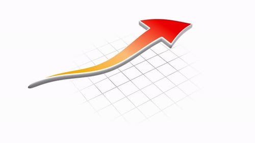 Animated 3D Upward Arrow on Grid for Growth