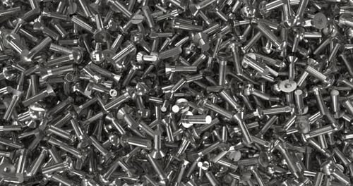 Animated 3D Metallic Screws and Bolts Falling Down