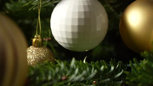 Christmas Tree with Gold and White Ornaments