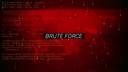 Brute Force Data Interface Text Reveal on Red World Map