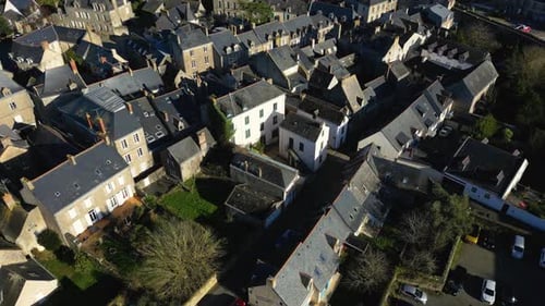 Drone is Flying Over the Beautiful Medieval Town with Old Architecture