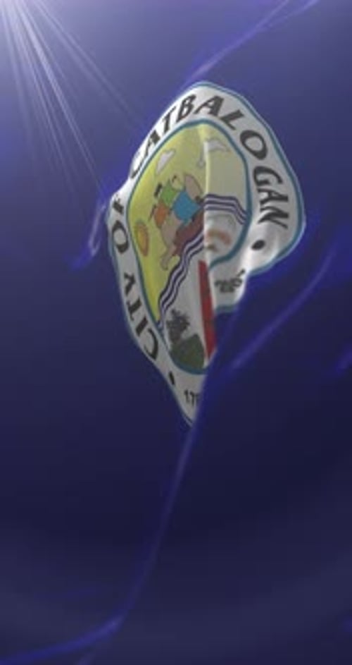 Animated Crest Flag Waving on Blue Background with Lens Flare