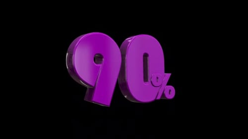 Glossy 3D Purple 90% Percentage Rotating Animation