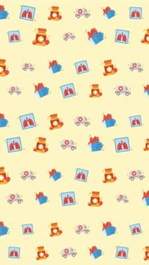 Animated Medical Icons Flat Design Seamless Pattern Loop