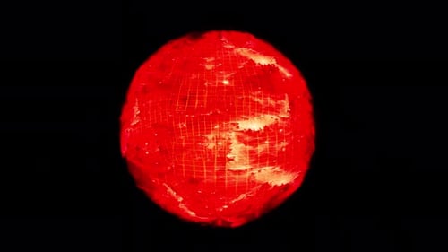 Bright Red Sun Glowing Sphere 360 Rotating Abstract Animation On Transparent Background